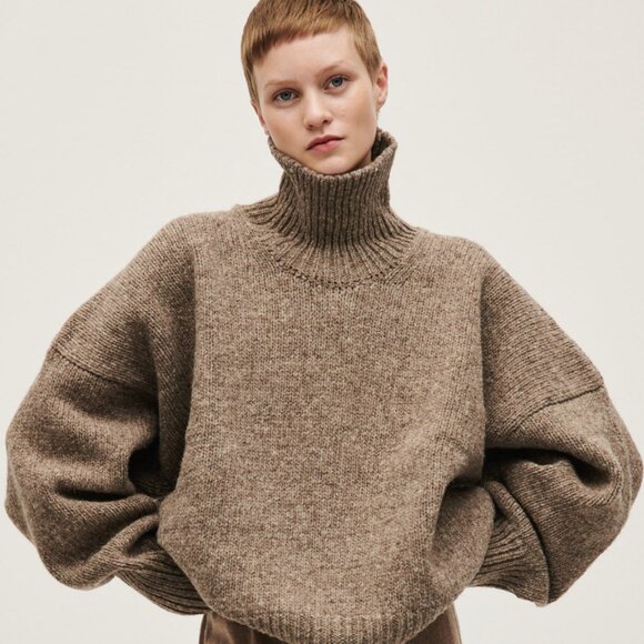 babaa jumper no17 turtleneck sweater in dark mist/brown - OS - Picture 7 of 12